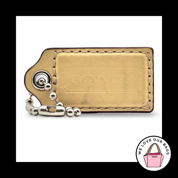 RARE 3" XL COACH Yellow Smooth Leather Nickel Fob Bag Charm Keychain Hang Tag - Picture 1 of 1